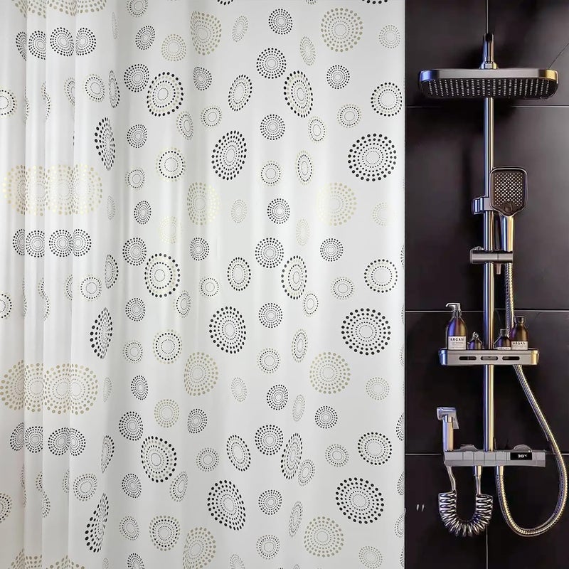 TRIMENGO Plastic Shower Curtain Liner, Waterproof Printed PEVA Shower Curtain with Design, Gold Dots Pattern, Rustproof Grommets, Standard Size 70x72 Bathtub Curtain for Bathroom (Pack of 1) - Image 1